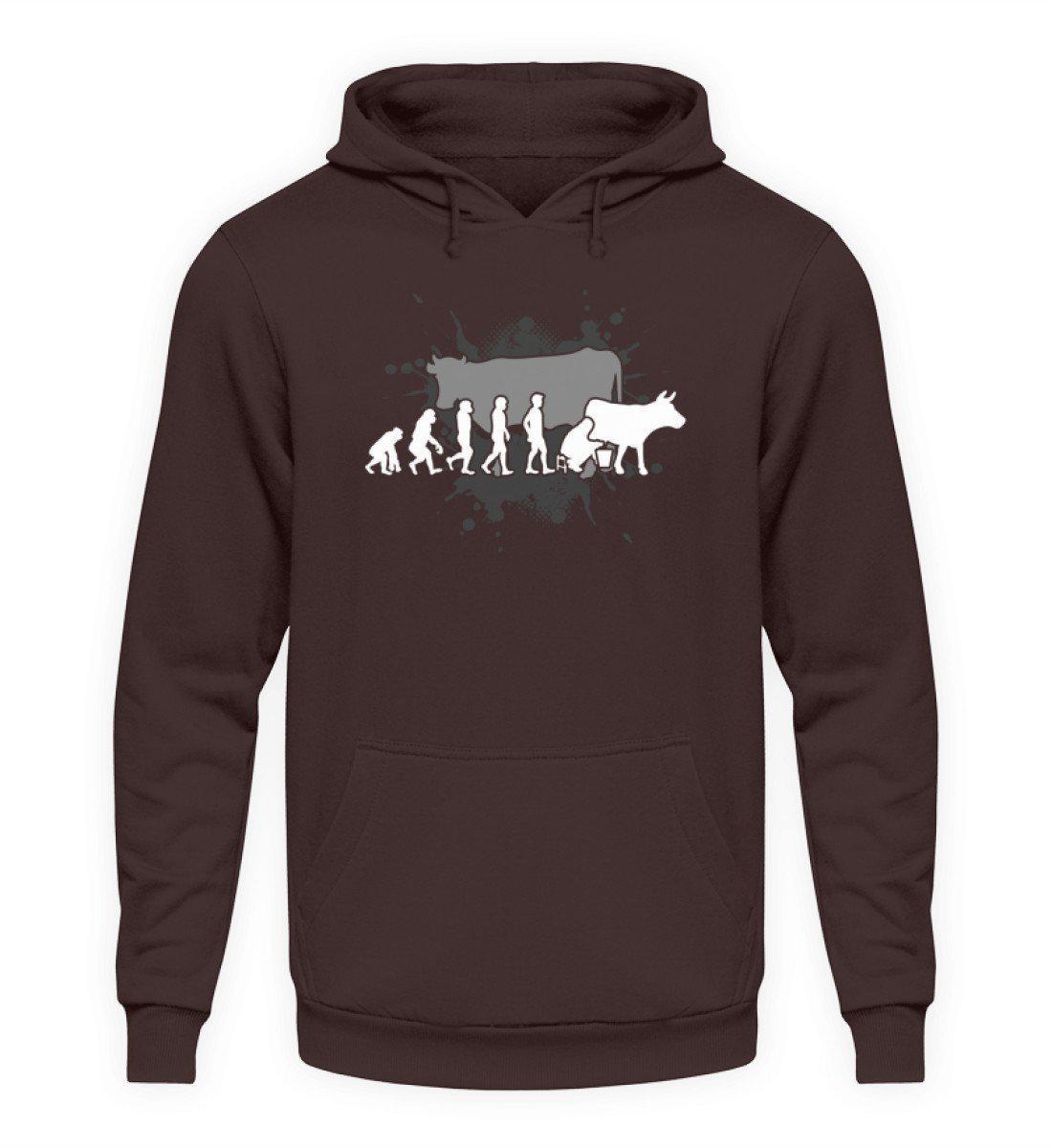 Kühe melken Evolution · Unisex Kapuzenpullover Hoodie-Unisex Hoodie-Hot Chocolate-L-Agrarstarz