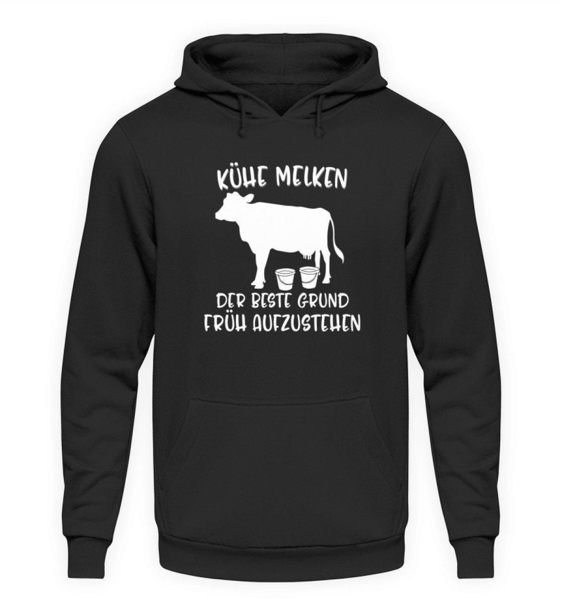 Kühe melken früh aufstehen · Unisex Kapuzenpullover Hoodie-Unisex Hoodie-Jet Black-L-Agrarstarz