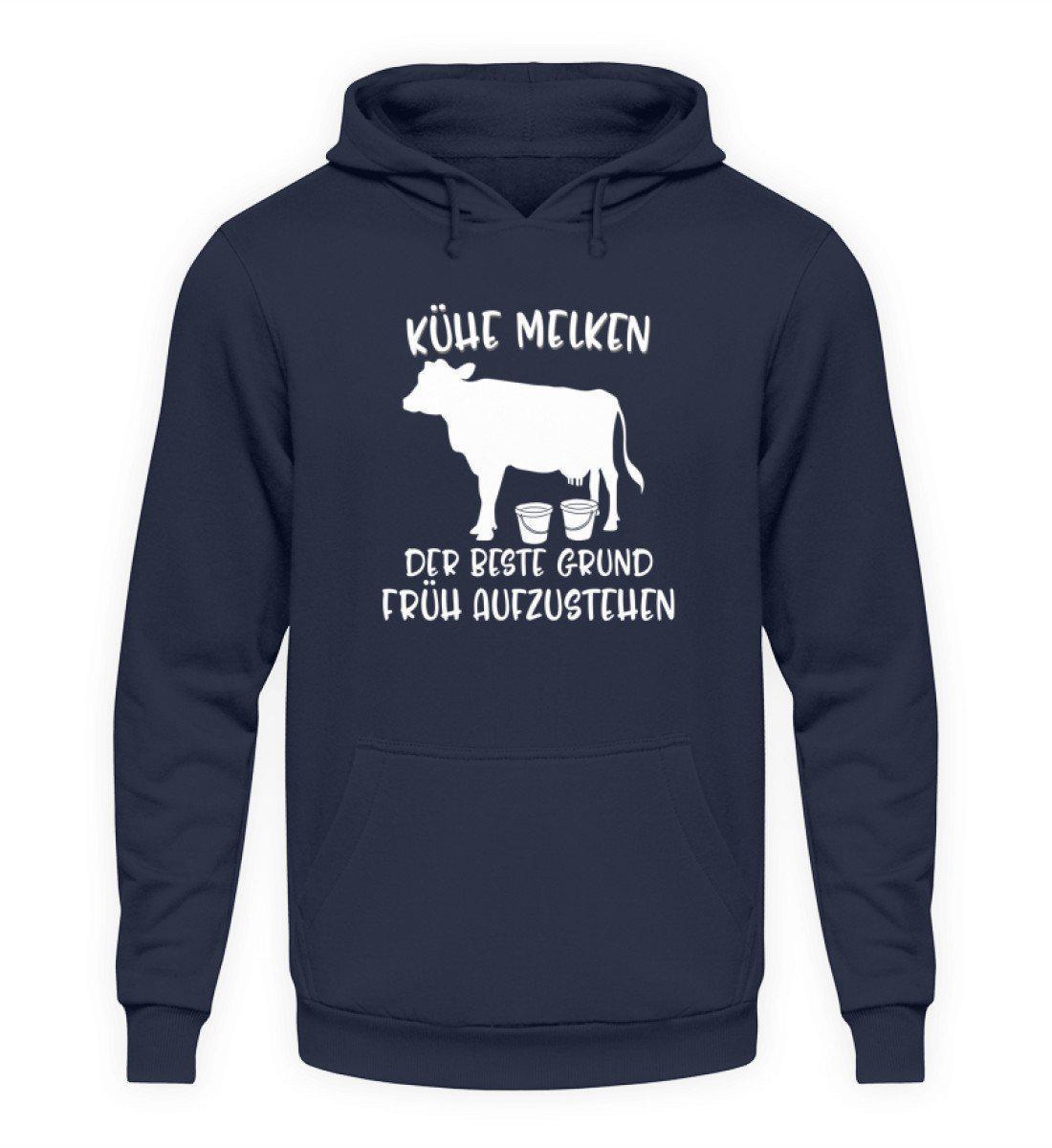 Kühe melken früh aufstehen · Unisex Kapuzenpullover Hoodie-Unisex Hoodie-Oxford Navy-L-Agrarstarz