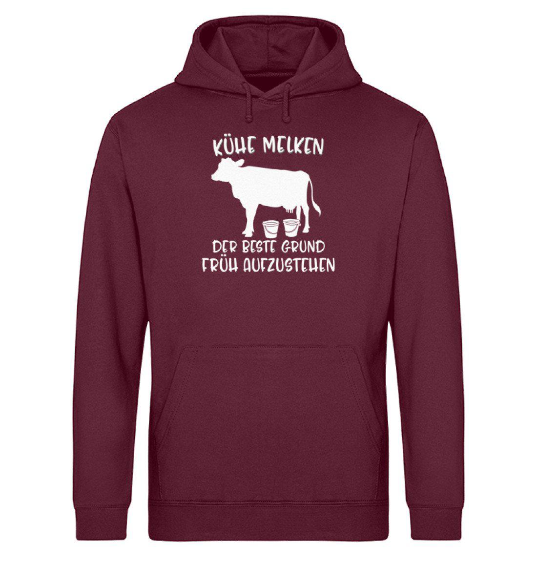 Kühe melken früh aufstehen · Unisex Organic Hoodie-Drummer Hoodie ST/ST-Burgundy-XS-Agrarstarz