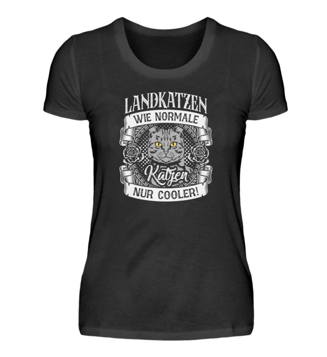 Landkatzen sind cooler · Damen T-Shirt-Damen Basic T-Shirt-Black-S-Agrarstarz