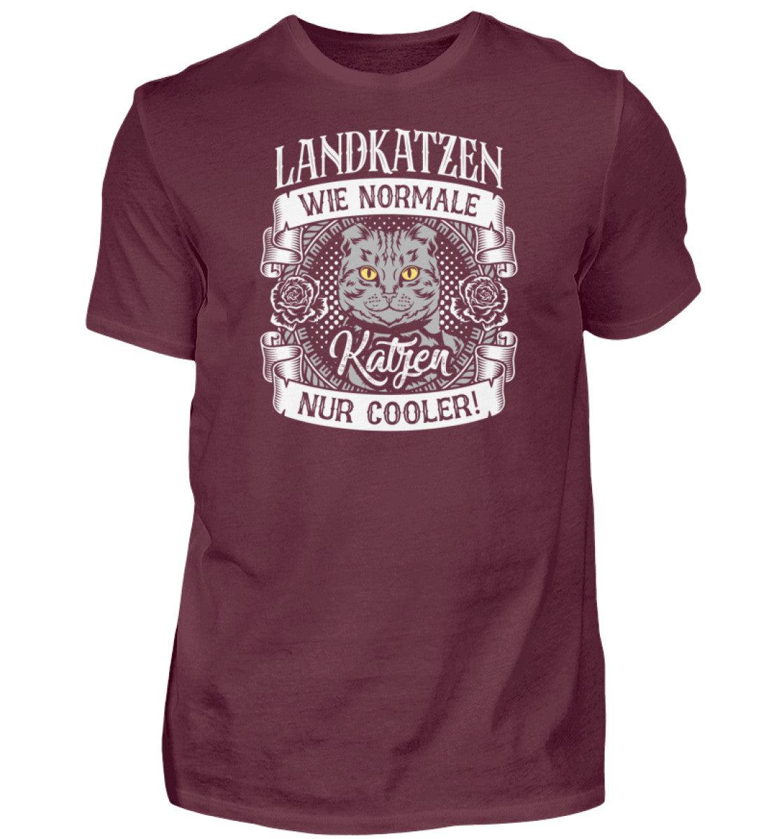 Landkatzen sind cooler · Herren T-Shirt-Herren Basic T-Shirt-Burgundy-S-Agrarstarz