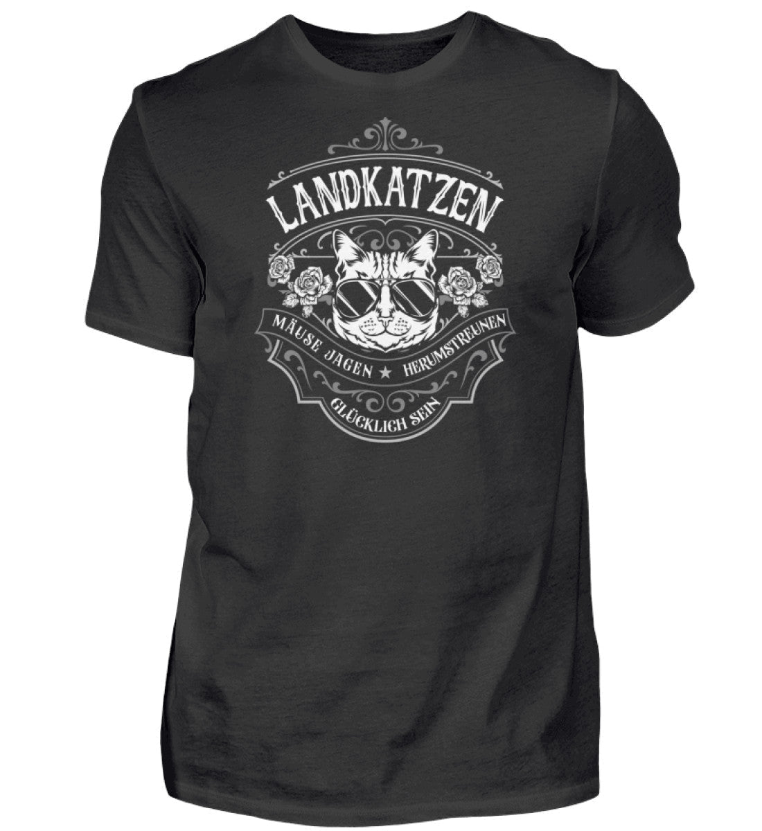 Landkatzen sind glücklich · Herren T-Shirt-Herren Basic T-Shirt-Black-S-Agrarstarz