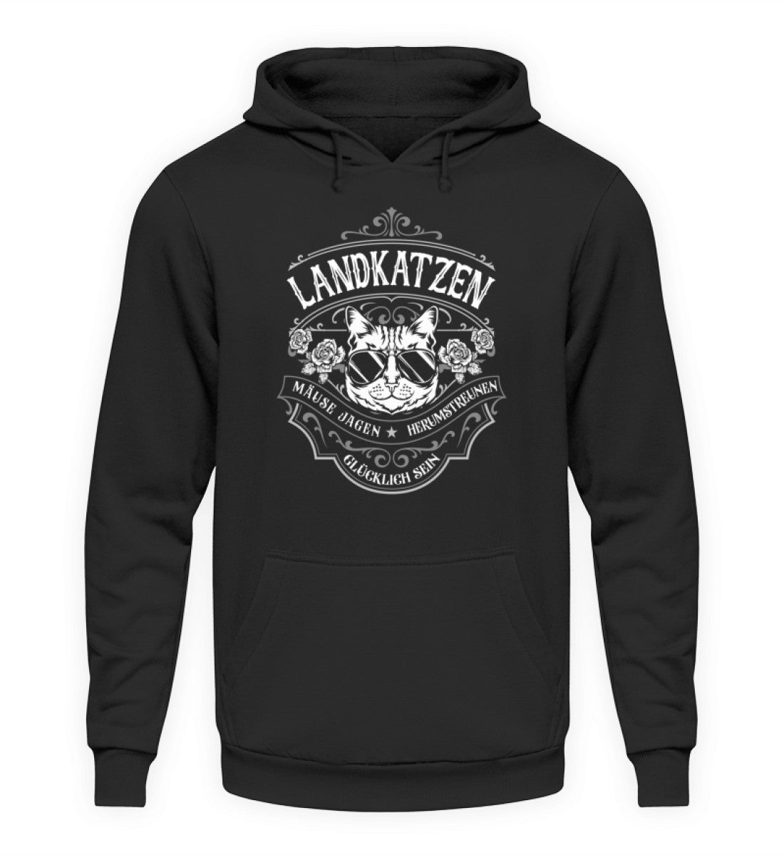 Landkatzen sind glücklich · Unisex Kapuzenpullover Hoodie-Unisex Hoodie-Deep Black-S-Agrarstarz