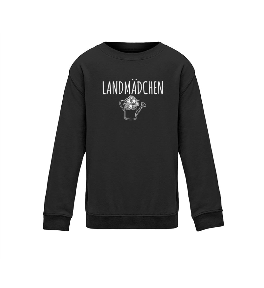 Landmädchen Gießkanne · Kinder Sweatshirt-Kinder Sweatshirt-Jet Black-12/14 (152/164)-Agrarstarz