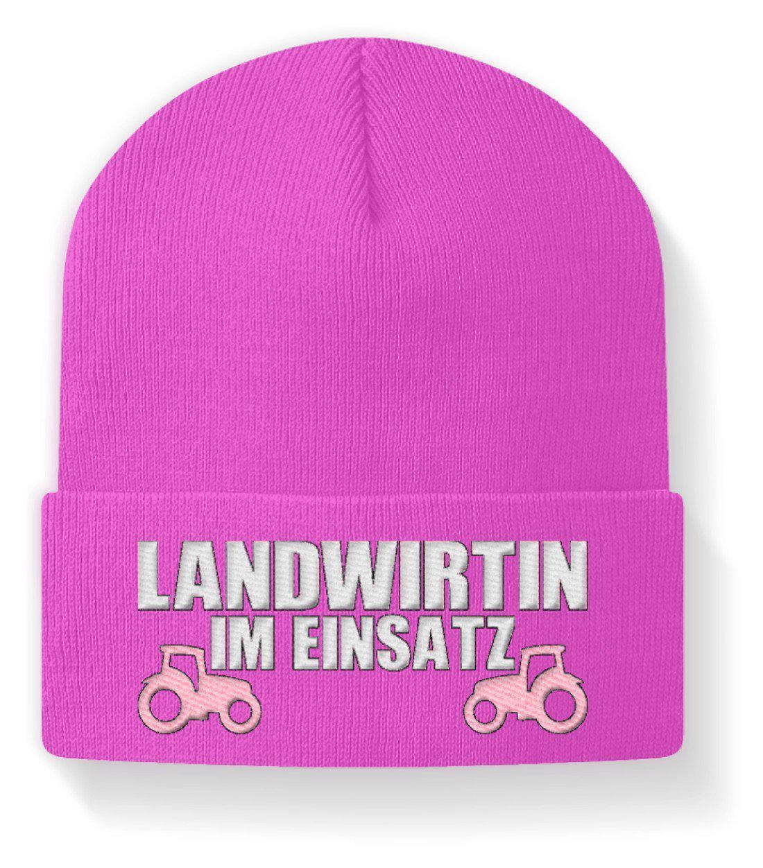 Landwirtin im Einsatz · Beanie Mütze-Beanie mit Stick-Fuchsia-M-Agrarstarz