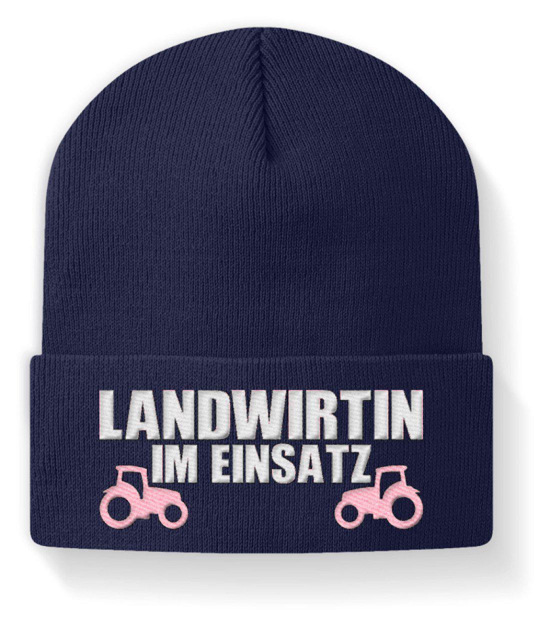 Landwirtin im Einsatz · Beanie Mütze-Beanie mit Stick-Navy-M-Agrarstarz
