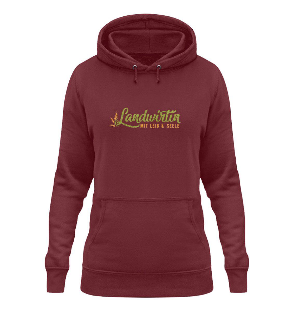 Landwirtin mit Leib und Seele - Damen Hoodie-Damen Hoodie-Burgundy-XS-Agrarstarz