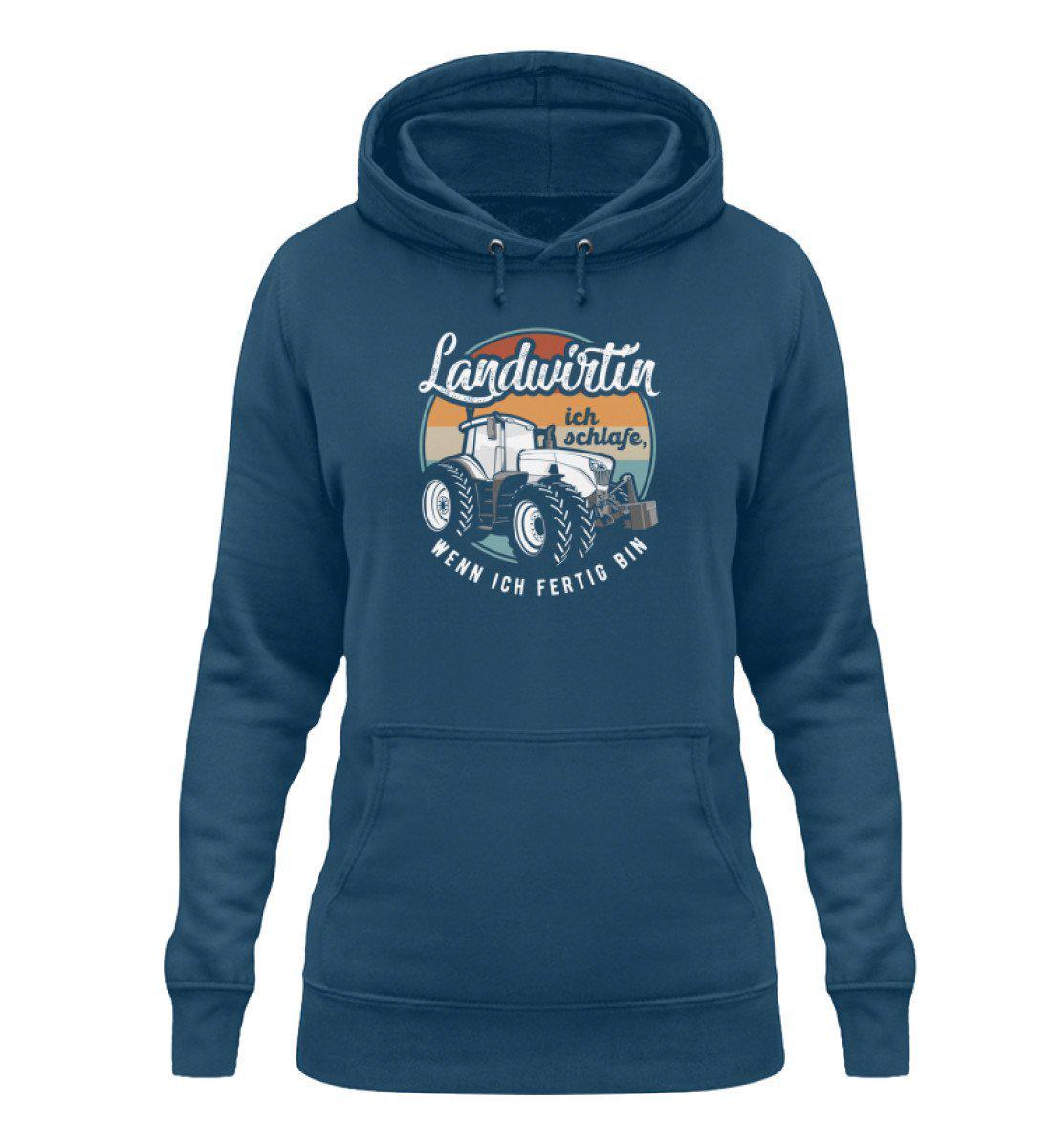 Landwirtin schlafe wenn ich fertig bin - Damen Hoodie-Damen Hoodie-Airforce Blue-XS-Agrarstarz