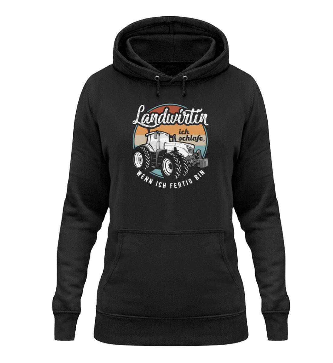 Landwirtin schlafe wenn ich fertig bin - Damen Hoodie-Damen Hoodie-Jet Black-XS-Agrarstarz