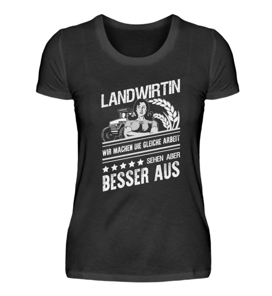 Landwirtin sehen besser aus · Damen T-Shirt-Damen Basic T-Shirt-Black-S-Agrarstarz