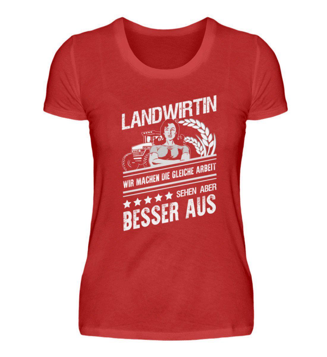 Landwirtin sehen besser aus · Damen T-Shirt-Damen Basic T-Shirt-Red-S-Agrarstarz