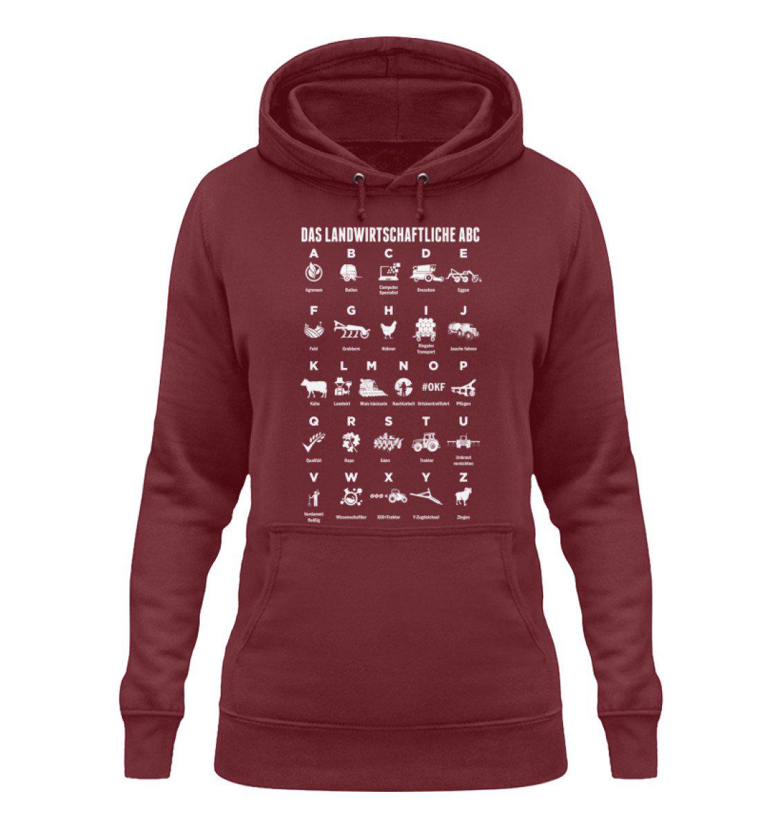 Landwirtschaftliche ABC - Damen Hoodie-Damen Hoodie-Burgundy-XS-Agrarstarz
