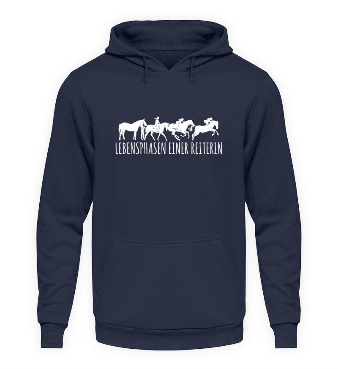 Lebensphasen einer Reiterin · Unisex Kapuzenpullover Hoodie-Unisex Hoodie-Oxford Navy-S-Agrarstarz