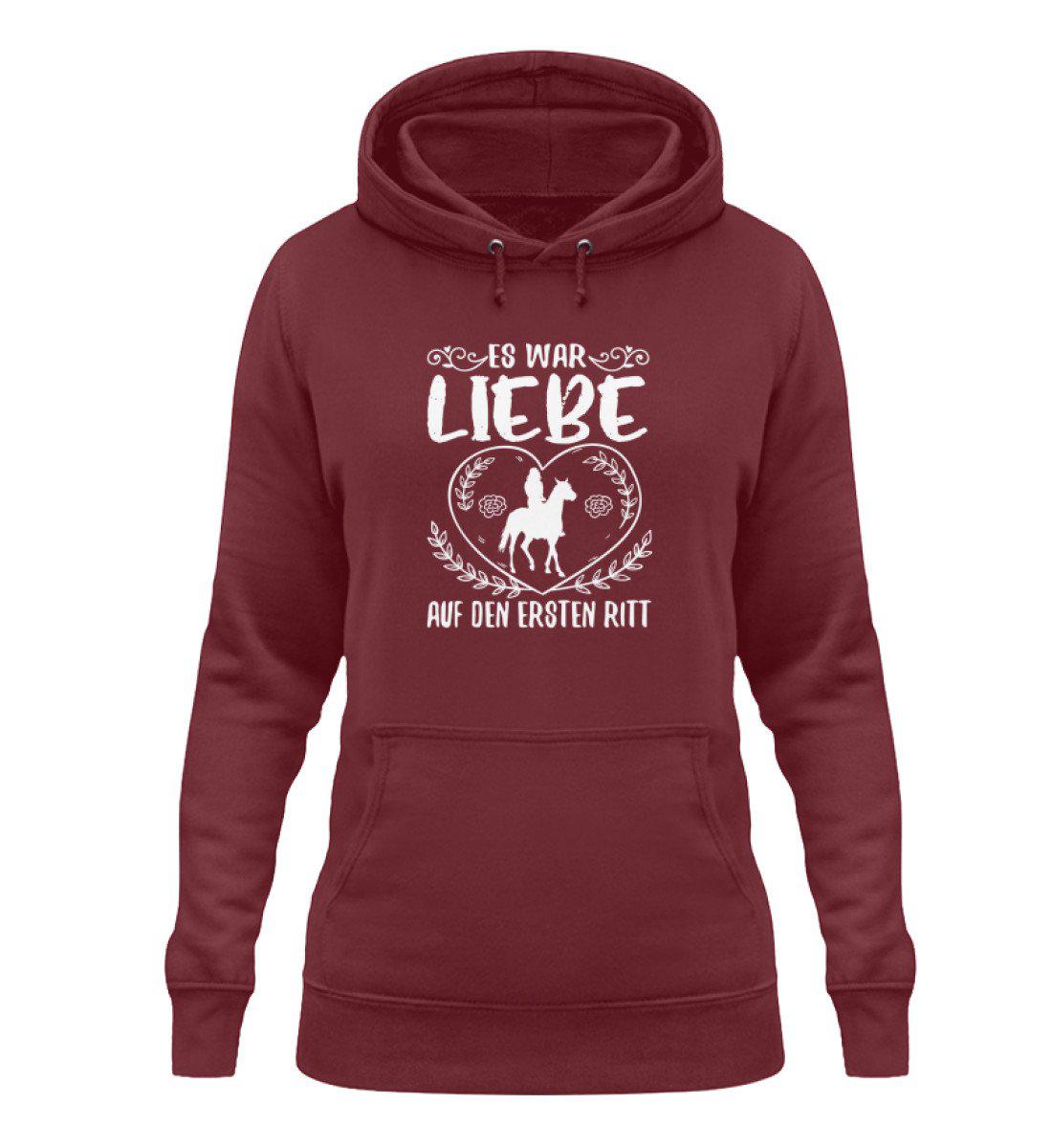 Liebe auf den ersten Ritt · Damen Hoodie-Damen Hoodie-Burgundy-XS-Agrarstarz