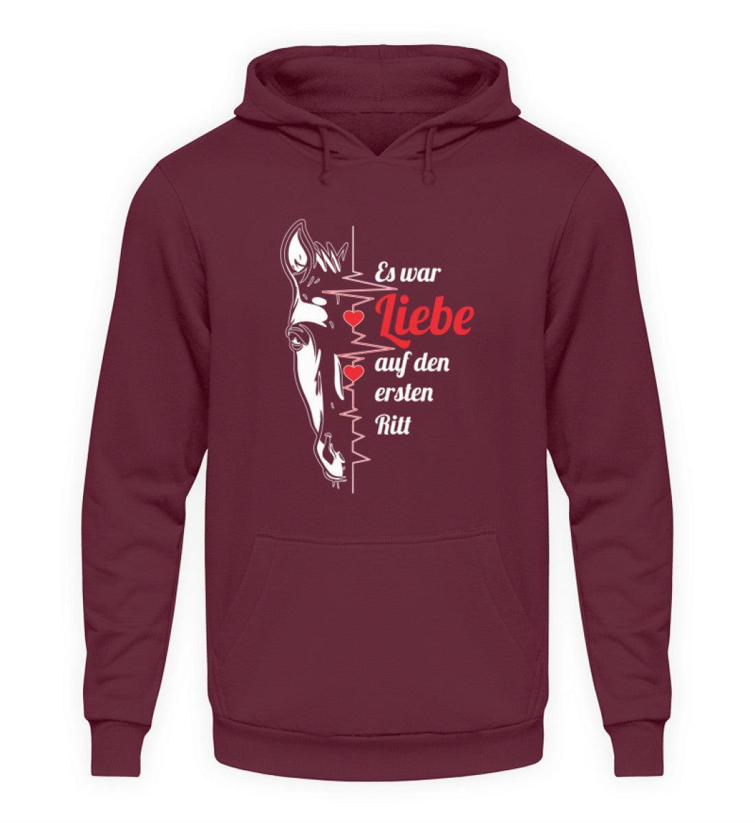 Liebe auf den ersten Ritt · Unisex Kapuzenpullover Hoodie-Unisex Hoodie-Burgundy-S-Agrarstarz