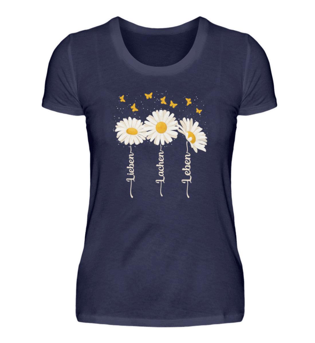 Lieben Lachen Leben Blumen · Damen T-Shirt-Damen Basic T-Shirt-Navy-S-Agrarstarz