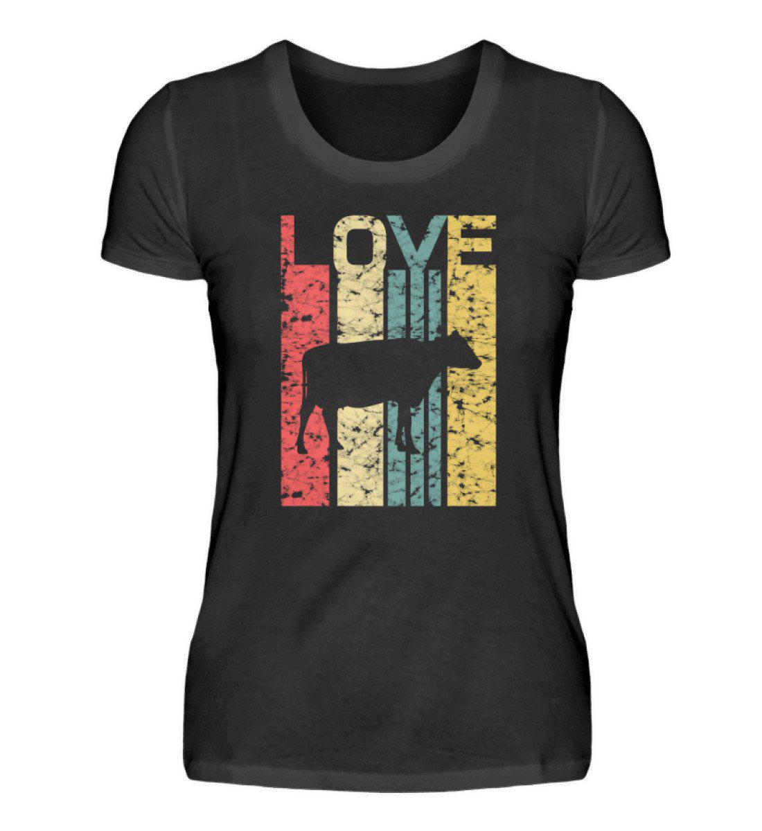 Love Kuh Retro · Damen T-Shirt-Damen Basic T-Shirt-Black-S-Agrarstarz