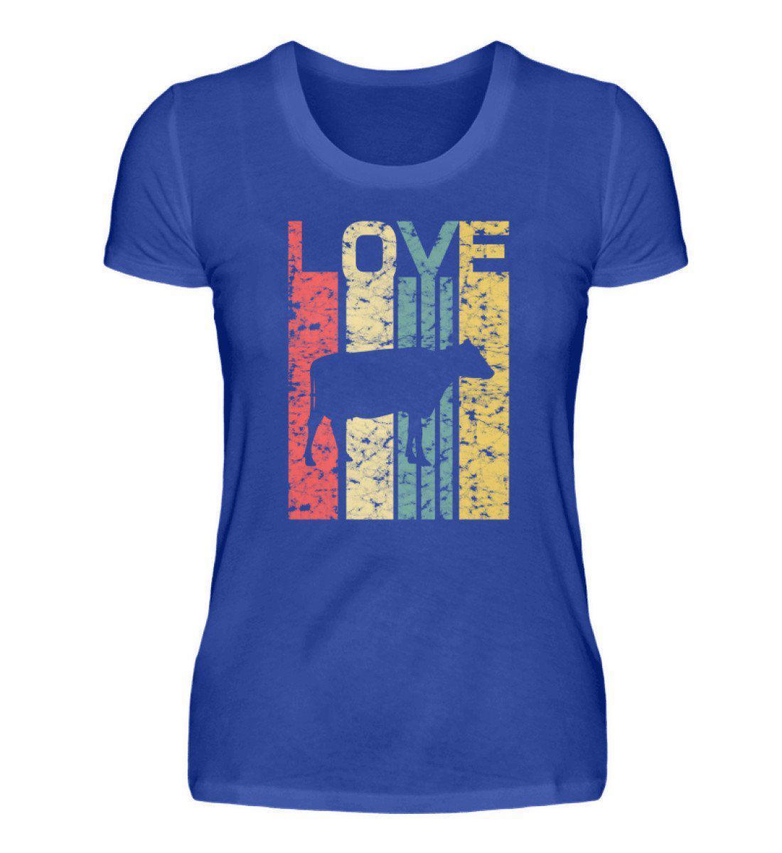 Love Kuh Retro · Damen T-Shirt-Damen Basic T-Shirt-Neon Blue-S-Agrarstarz