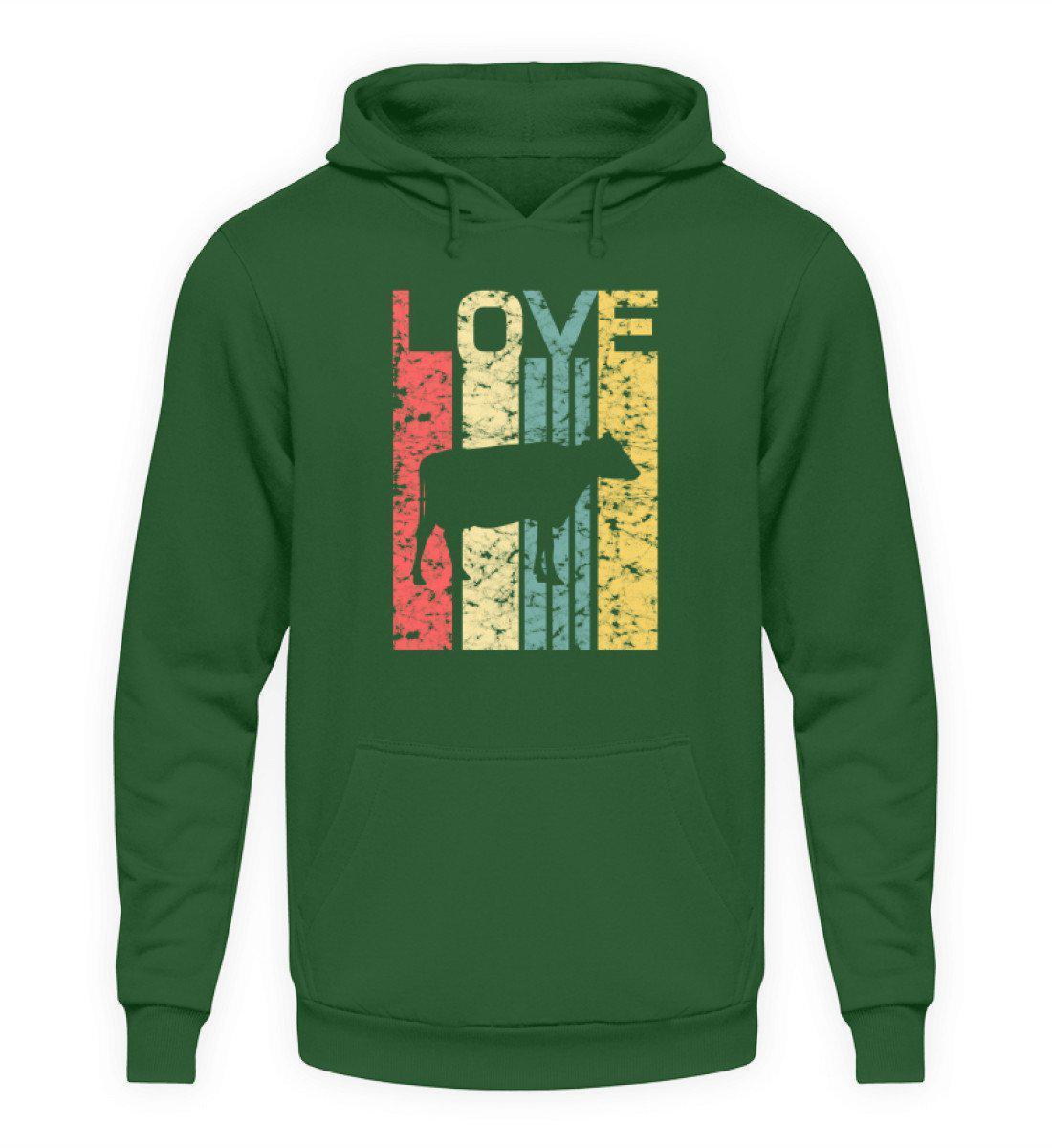 Love Kuh Retro · Unisex Kapuzenpullover Hoodie-Unisex Hoodie-Bottle Green-S-Agrarstarz