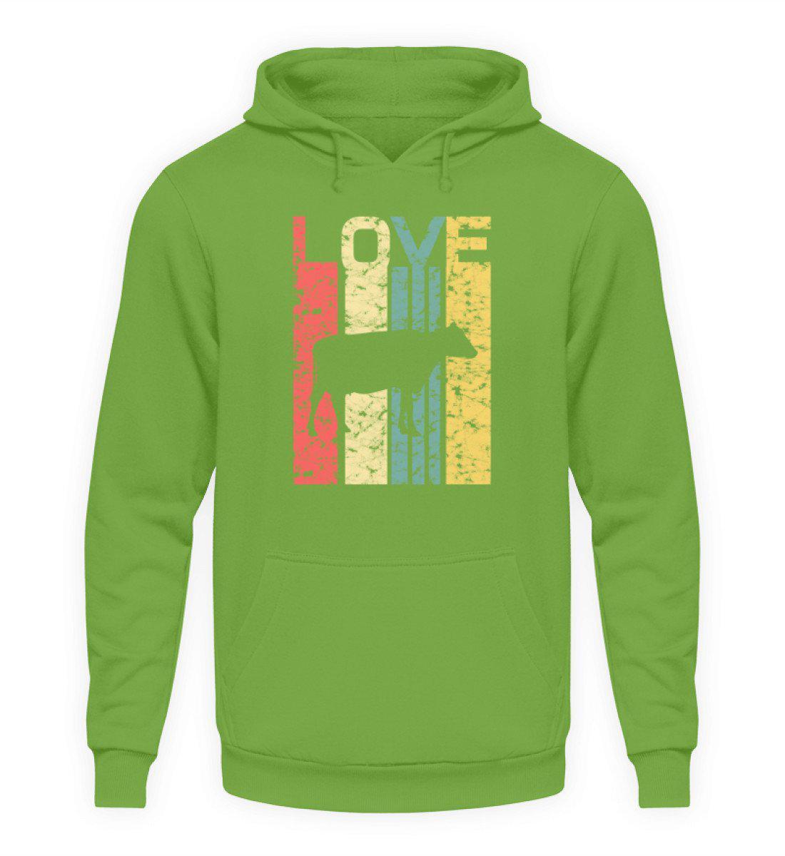 Love Kuh Retro · Unisex Kapuzenpullover Hoodie-Unisex Hoodie-LimeGreen-S-Agrarstarz