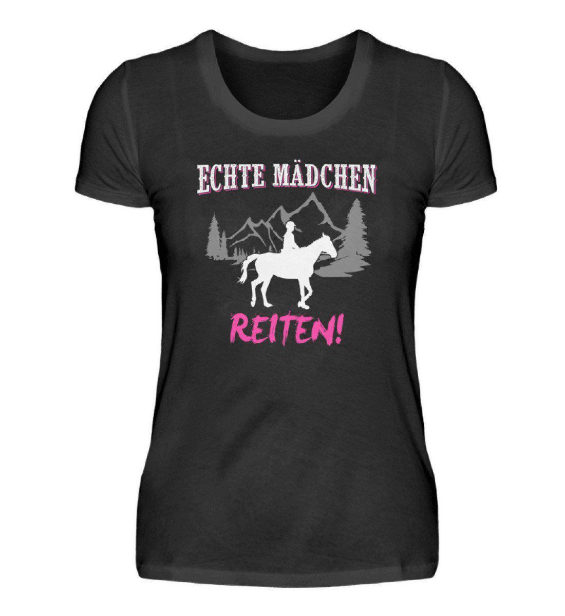 Mädchen reiten · Damen T-Shirt-Damen Basic T-Shirt-Black-S-Agrarstarz