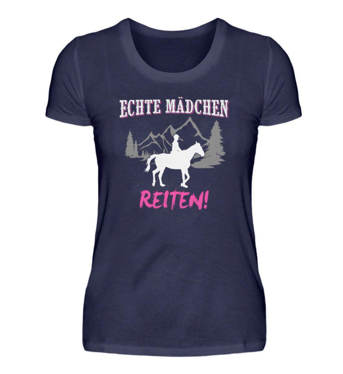 Mädchen reiten · Damen T-Shirt-Damen Basic T-Shirt-Navy-S-Agrarstarz