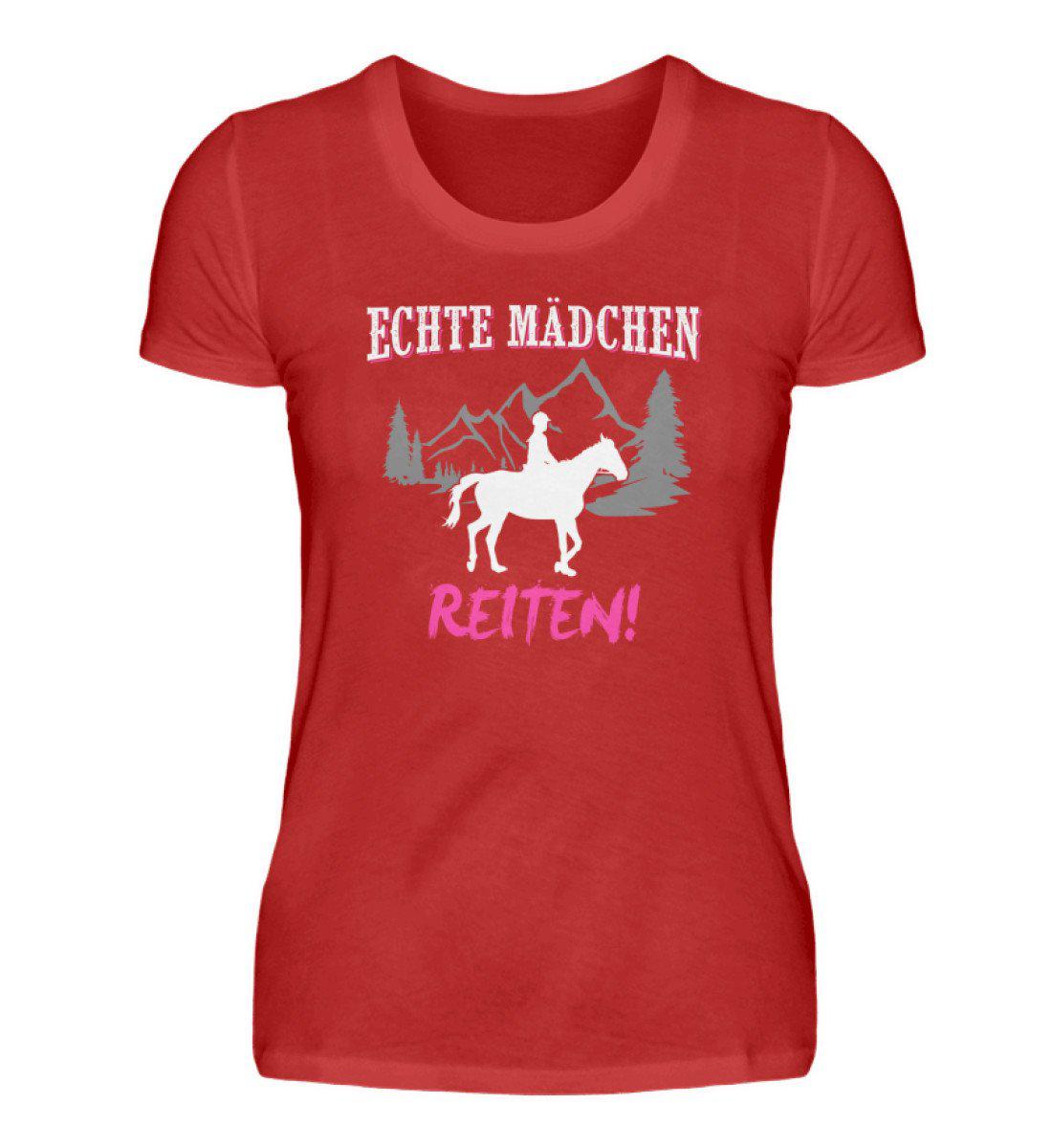Mädchen reiten · Damen T-Shirt-Damen Basic T-Shirt-Red-S-Agrarstarz