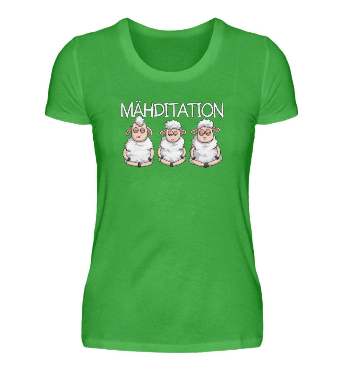Mähditation Schafe · Damen T-Shirt-Damen Basic T-Shirt-Green Apple-S-Agrarstarz