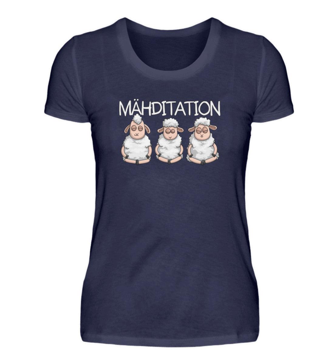 Mähditation Schafe · Damen T-Shirt-Damen Basic T-Shirt-Navy-S-Agrarstarz