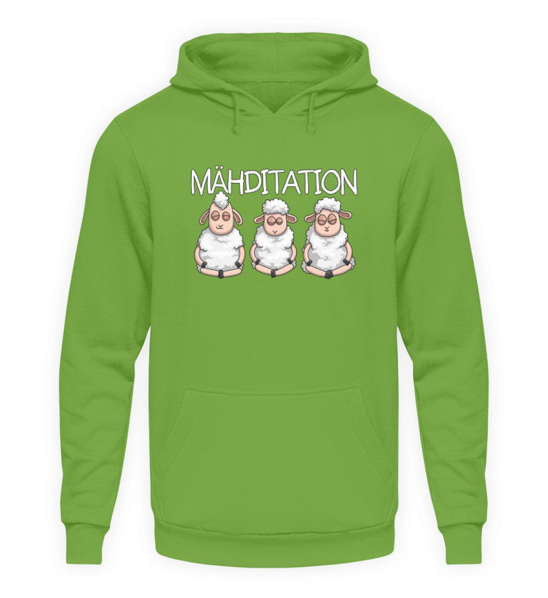 Mähditation Schafe · Unisex Kapuzenpullover Hoodie-Unisex Hoodie-LimeGreen-S-Agrarstarz