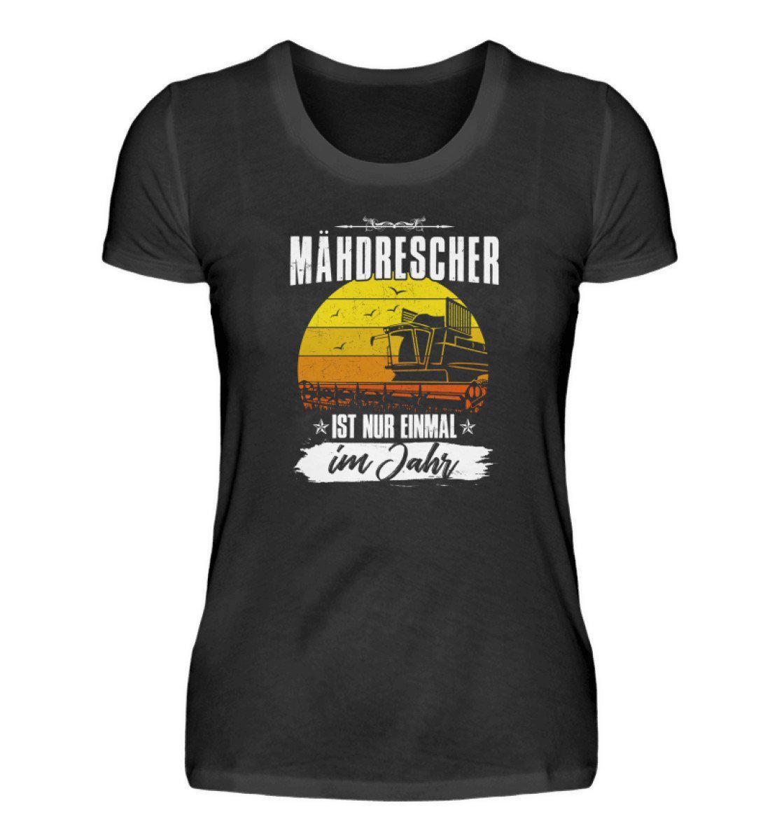 Mähdrescher einmal im Jahr · Damen T-Shirt-Damen Basic T-Shirt-Black-S-Agrarstarz