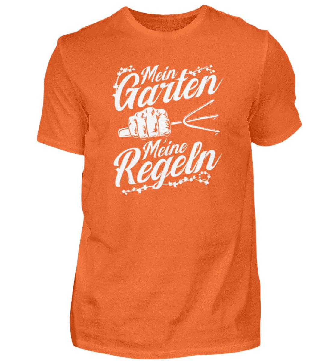 Mein Garten meine Regeln · Herren T-Shirt-Herren Basic T-Shirt-Orange Crush-S-Agrarstarz