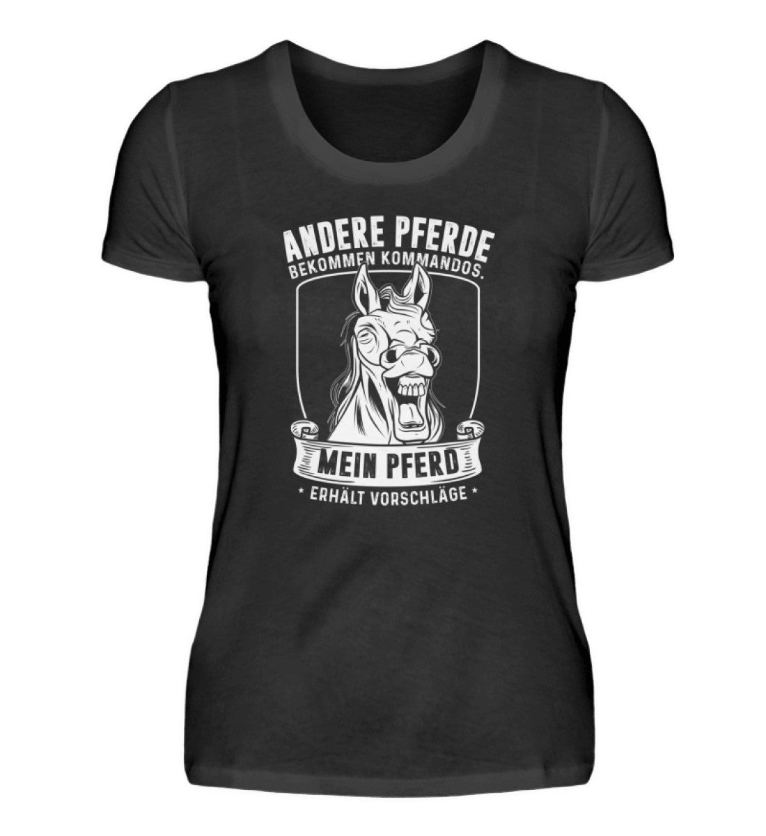 Mein Pferd erhält Vorschläge · Damen T-Shirt-Damen Basic T-Shirt-Black-S-Agrarstarz
