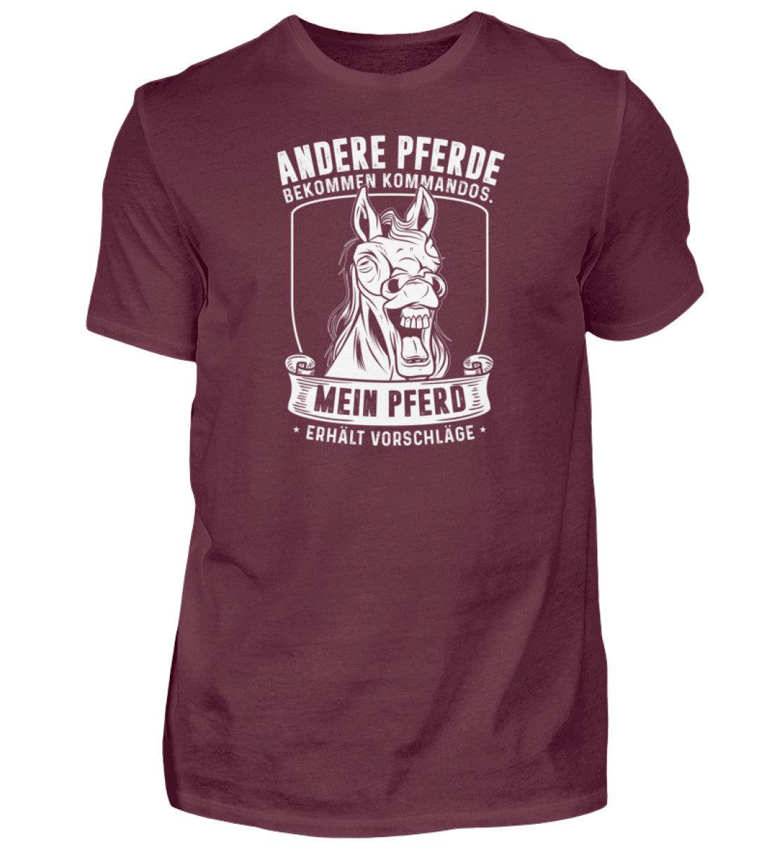Mein Pferd erhält Vorschläge · Herren T-Shirt-Herren Basic T-Shirt-Burgundy-S-Agrarstarz