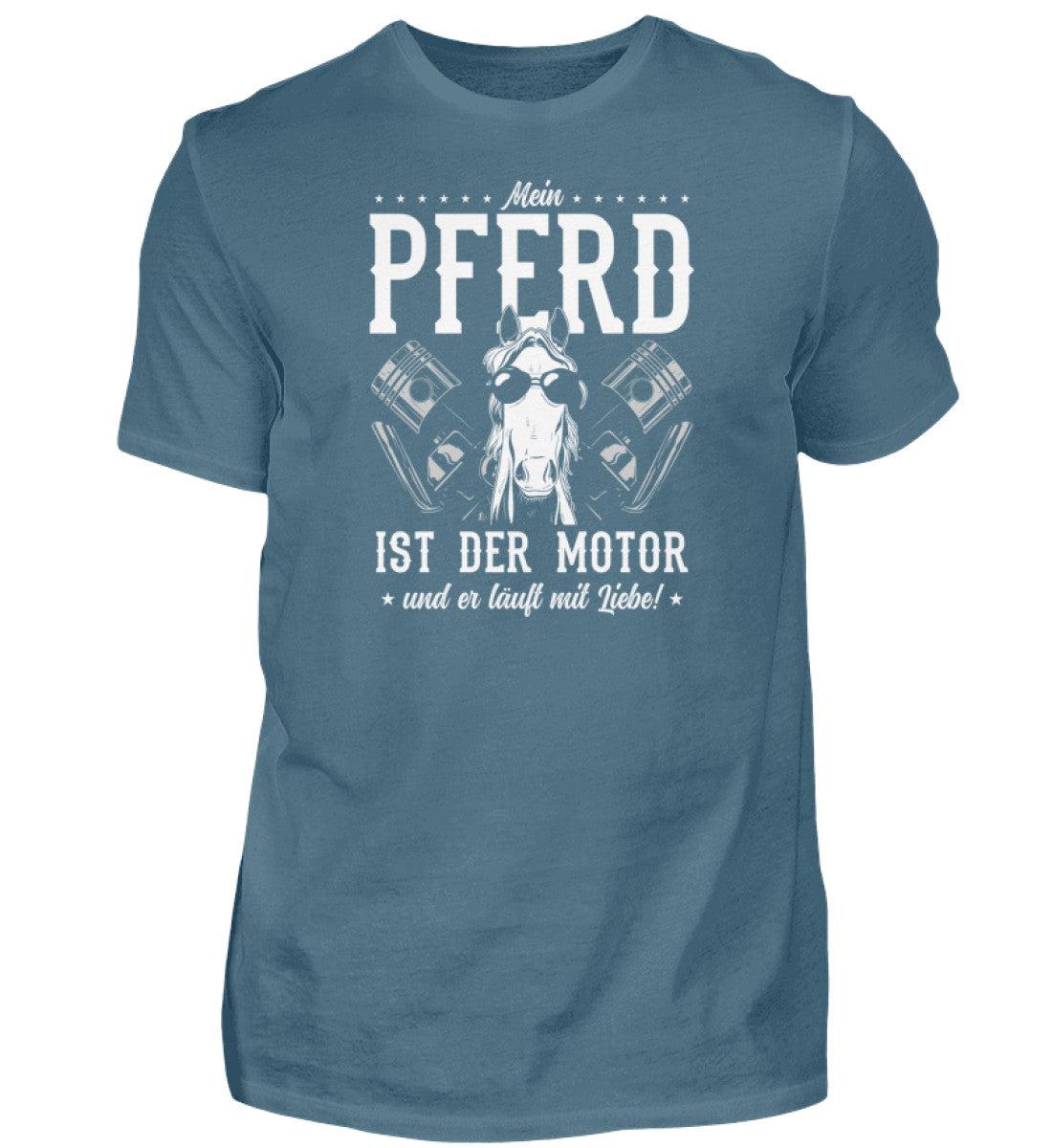 Mein Pferd ist der Motor · Herren T-Shirt-Herren Basic T-Shirt-Stone Blue-S-Agrarstarz
