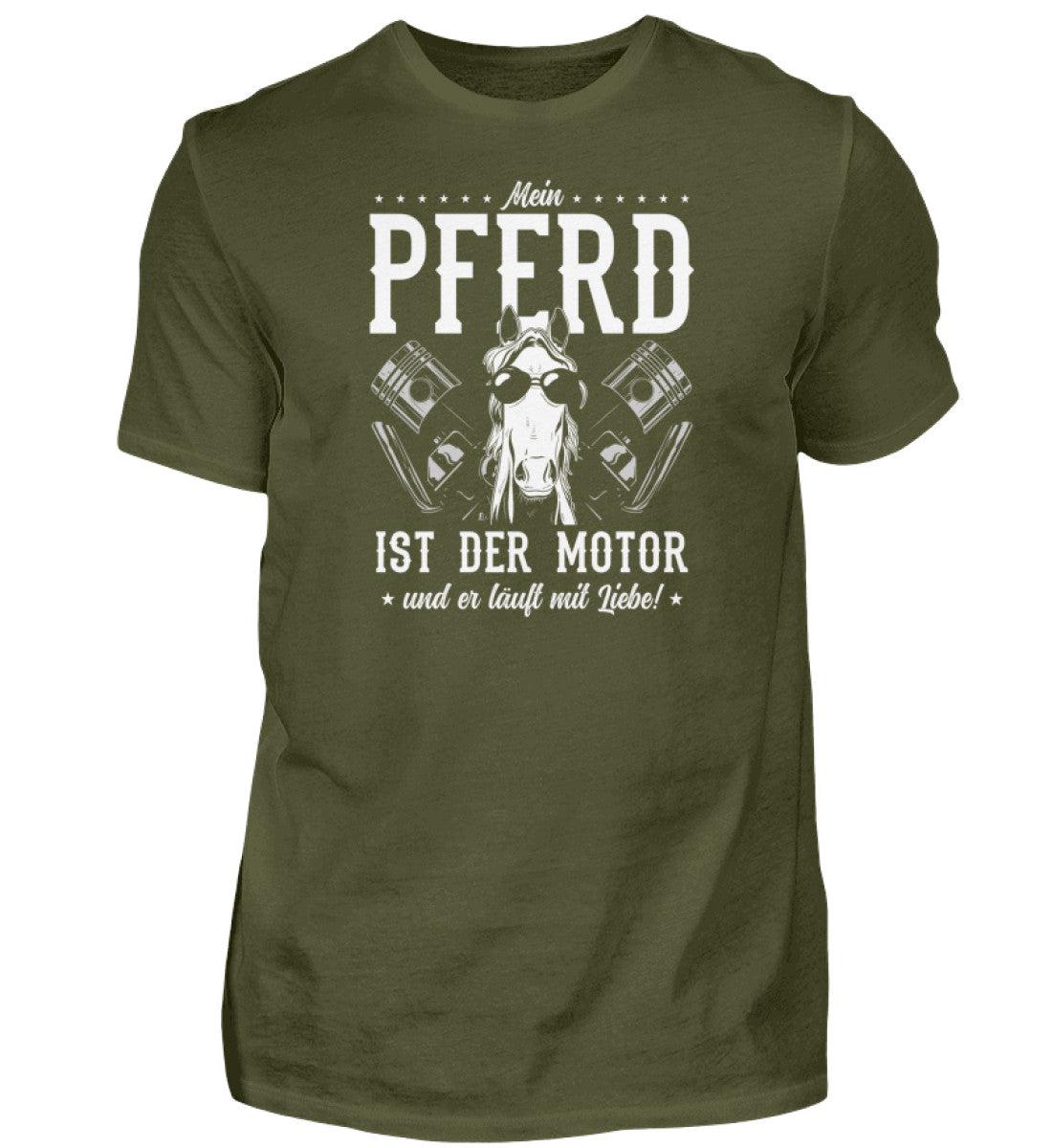 Mein Pferd ist der Motor · Herren T-Shirt-Herren Basic T-Shirt-Urban Khaki-S-Agrarstarz