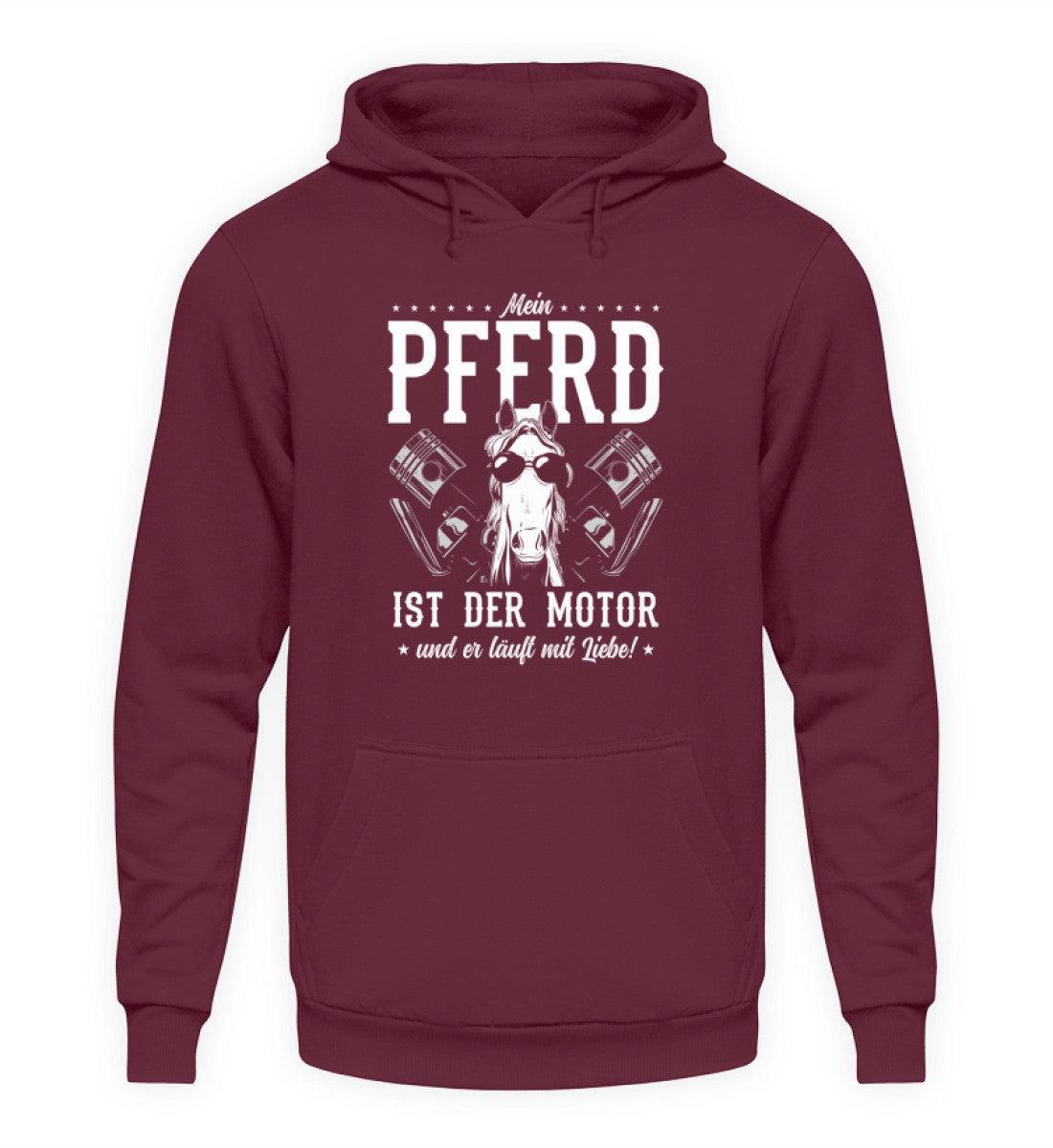 Mein Pferd ist der Motor · Unisex Kapuzenpullover Hoodie-Unisex Hoodie-Burgundy-S-Agrarstarz