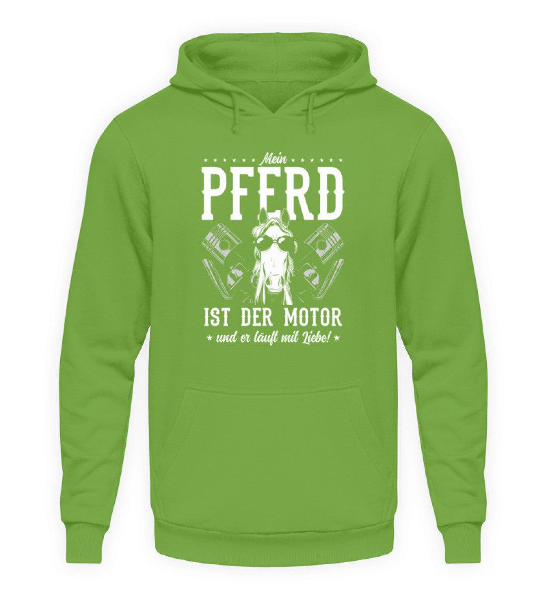 Mein Pferd ist der Motor · Unisex Kapuzenpullover Hoodie-Unisex Hoodie-LimeGreen-S-Agrarstarz