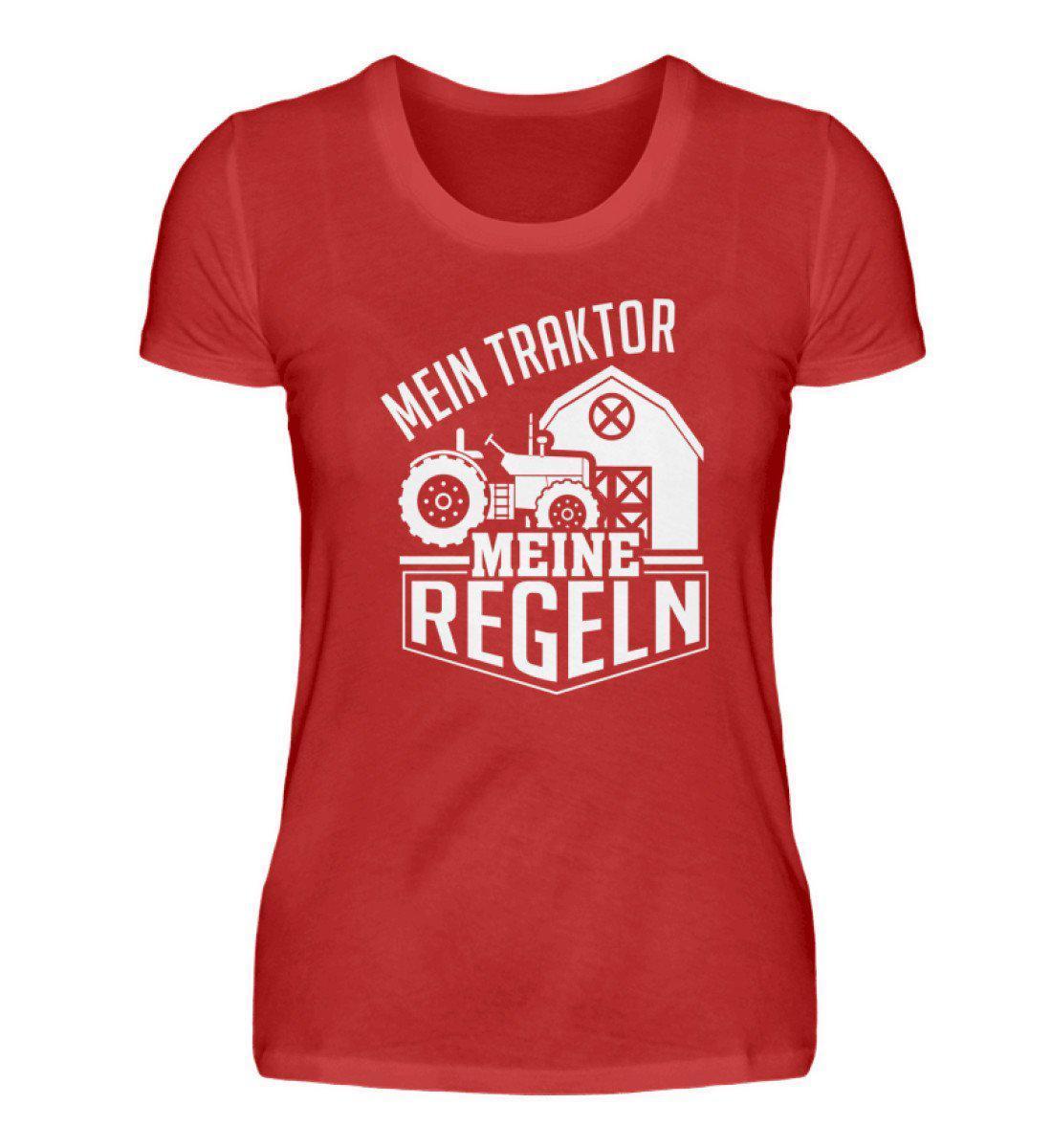 Mein Traktor meine Regeln · Damen T-Shirt-Damen Basic T-Shirt-Red-S-Agrarstarz