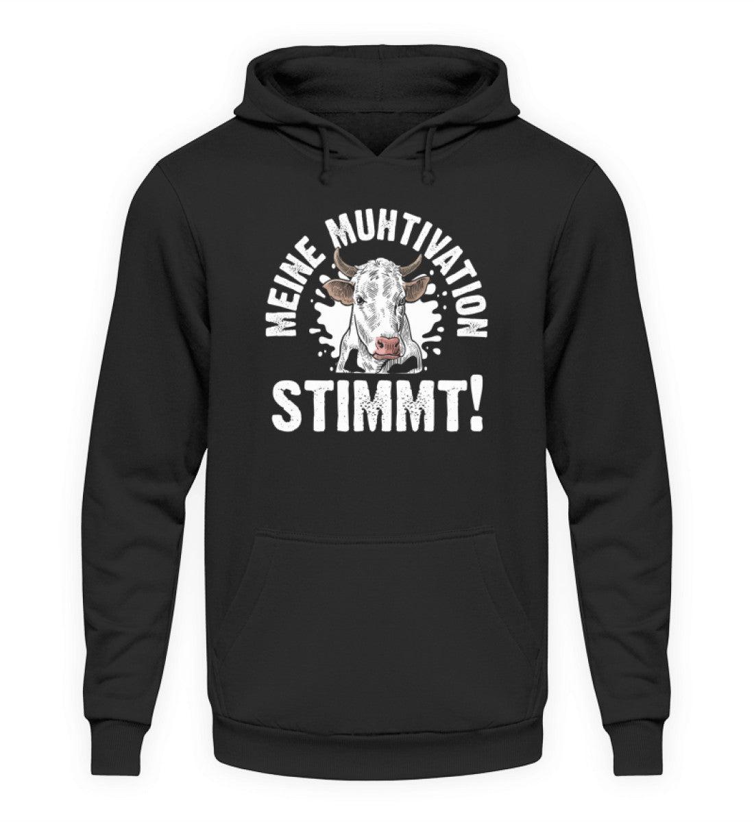 Meine Muhtivation stimmt · Unisex Kapuzenpullover Hoodie-Unisex Hoodie-Deep Black-XS-Agrarstarz