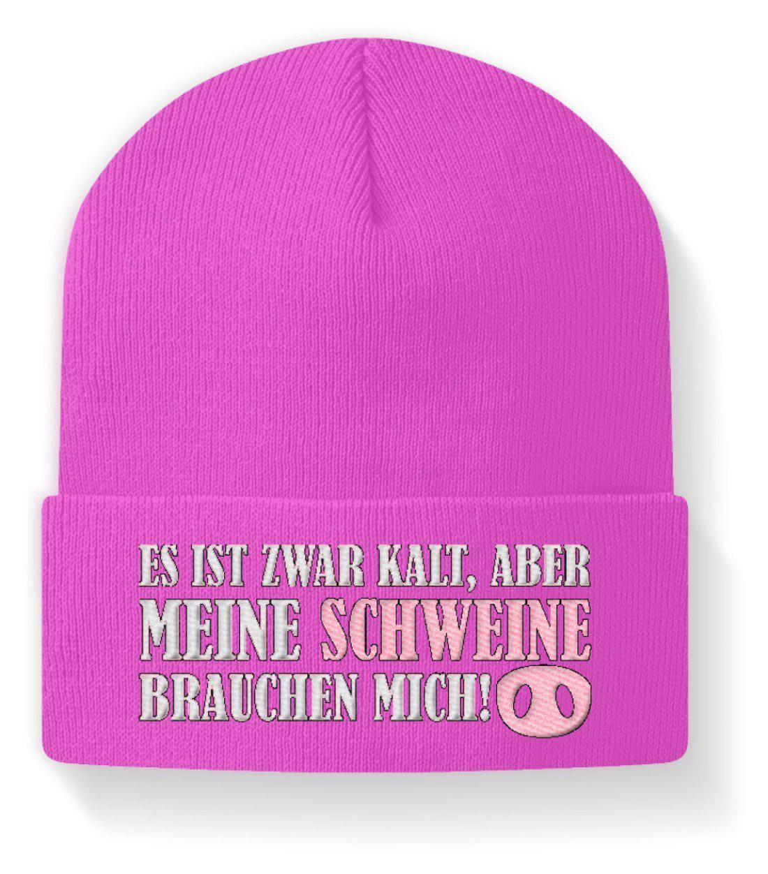 Meine Schweine brauchen mich · Beanie Mütze-Beanie mit Stick-Fuchsia-M-Agrarstarz