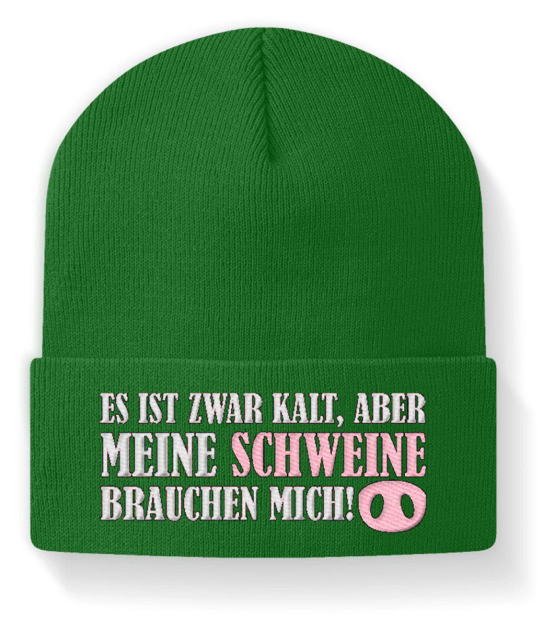 Meine Schweine brauchen mich · Beanie Mütze-Beanie mit Stick-Kelly Green-M-Agrarstarz