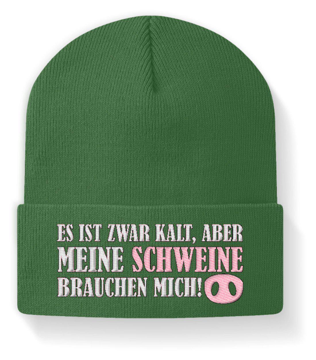 Meine Schweine brauchen mich · Beanie Mütze-Beanie mit Stick-Moss Green-M-Agrarstarz
