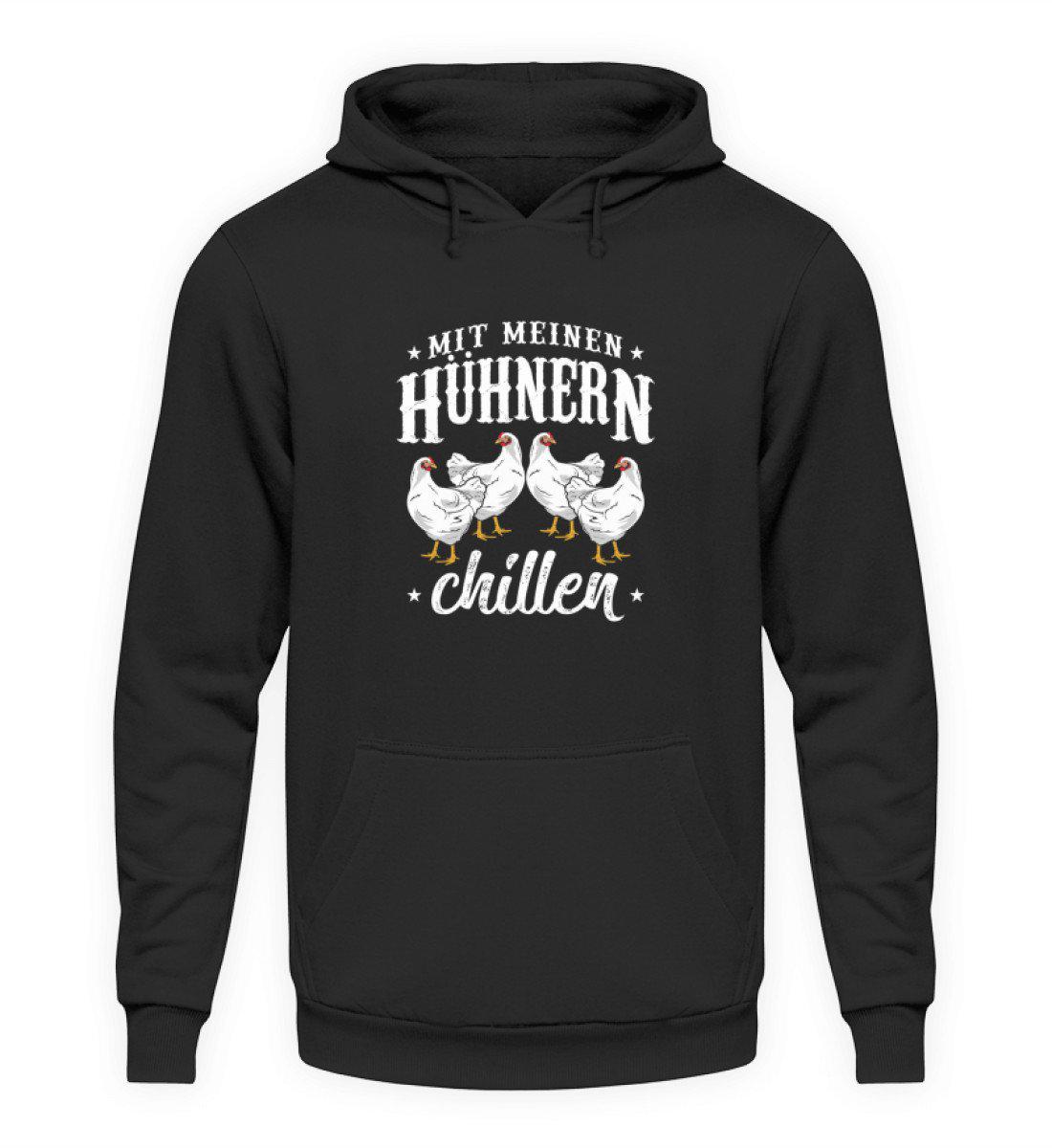 Mit Hühnern chillen · Unisex Kapuzenpullover Hoodie-Unisex Hoodie-Jet Black-S-Agrarstarz