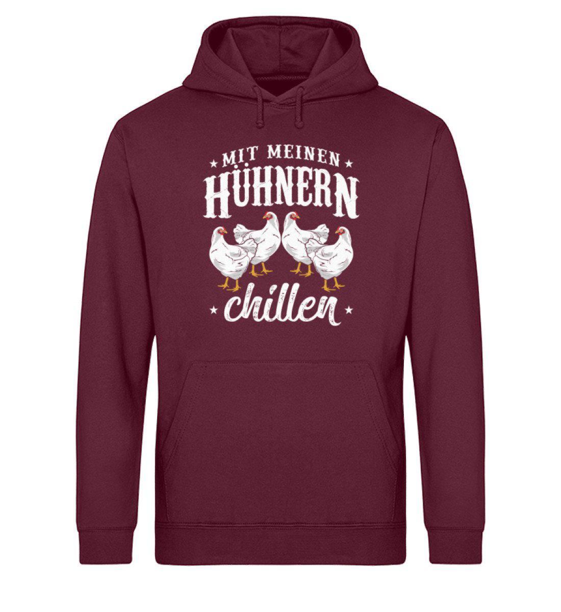 Mit meinen Hühnern chillen · Unisex Organic Hoodie-Drummer Hoodie ST/ST-Burgundy-XS-Agrarstarz