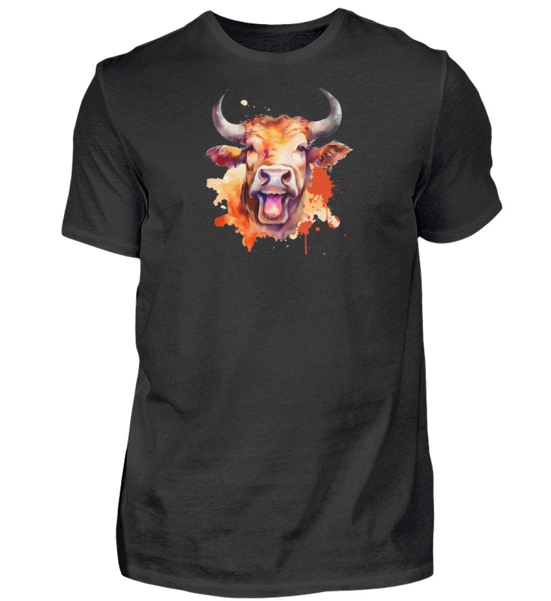 Muhende Kuh Wasserfarben · Herren T-Shirt-Herren Basic T-Shirt-Black-XS-Agrarstarz