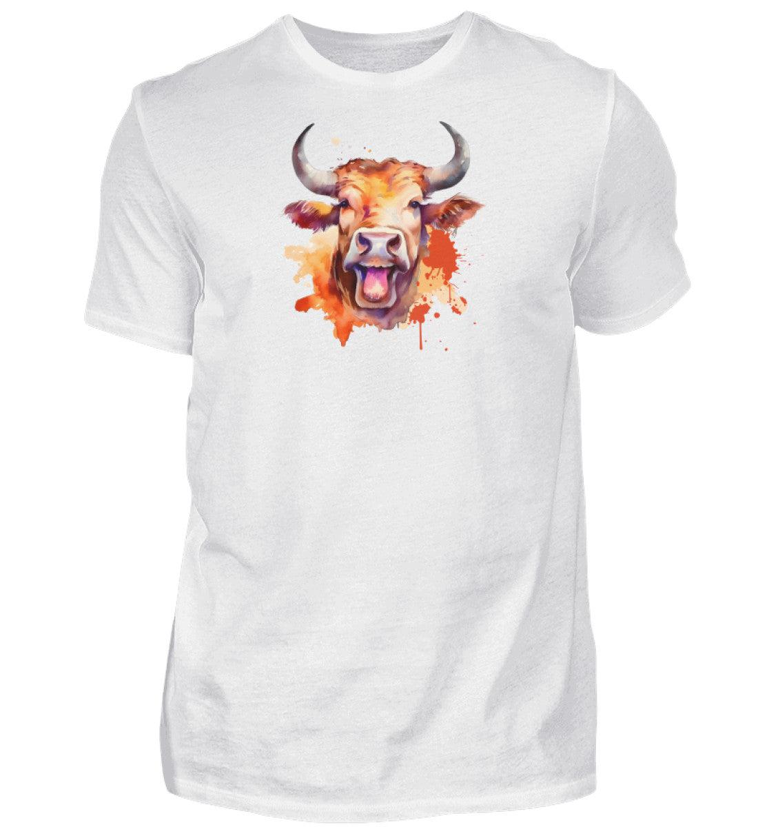 Muhende Kuh Wasserfarben · Herren T-Shirt-Herren Basic T-Shirt-White-S-Agrarstarz