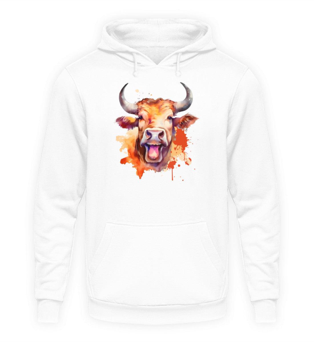 Muhende Kuh Wasserfarben · Unisex Kapuzenpullover Hoodie-Unisex Hoodie-Arctic White-XS-Agrarstarz