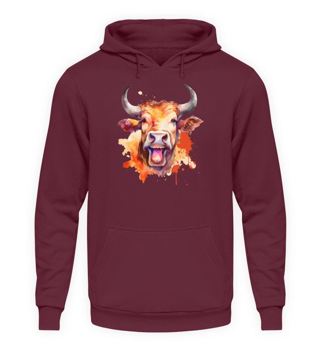 Muhende Kuh Wasserfarben · Unisex Kapuzenpullover Hoodie-Unisex Hoodie-Burgundy-XS-Agrarstarz